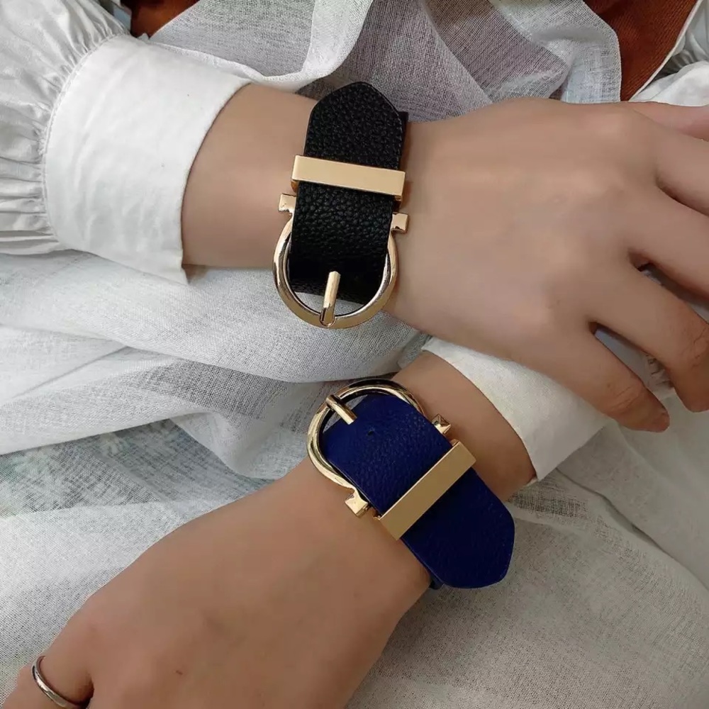 Punk Style Adjustable Wide PU Leather Bracelet - Picture 2 of 13